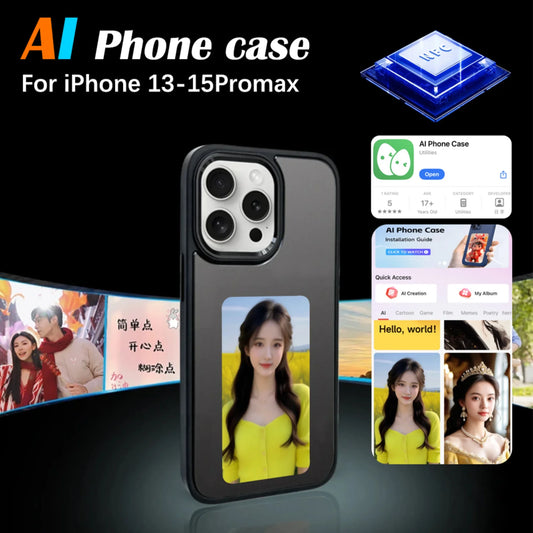 Carcasă de telefon inteligentă NFC pentru iPhone 15 13 14 Pro Max Ecran cu cerneală electronică Afișare Reîmprospătați fotografii prin APP Personaje anime Husă de telefon cuplu